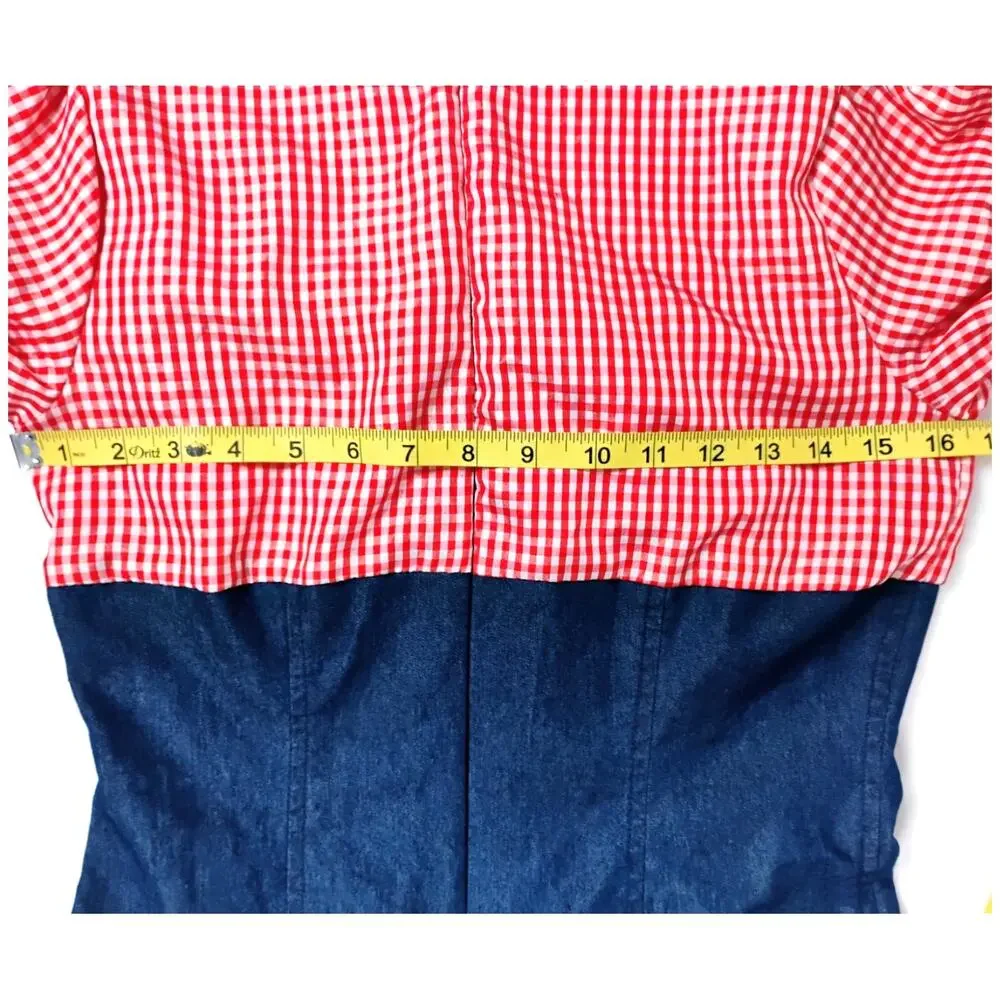 Girls Dorothy Dress Costume Gingham Chambray Wizard Oz Dance Halloween
